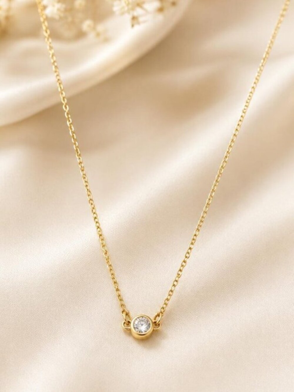 Authentic Tiffany & Co. 18K Yellow Gold Solitaire Necklace
